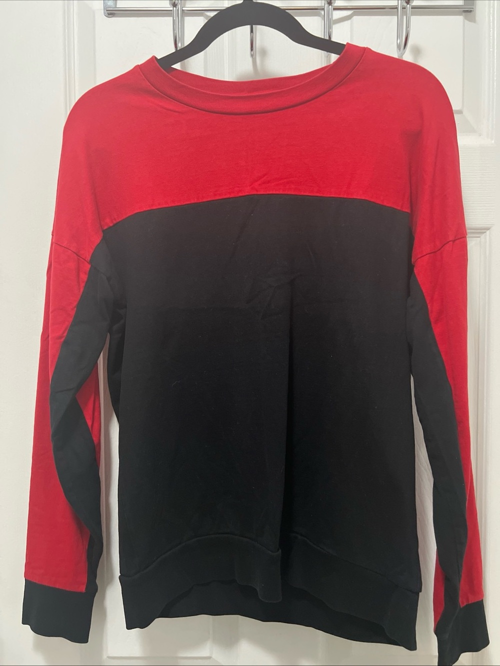 Guess Red and Black Colorblock Kids Pullover Sweatshirt